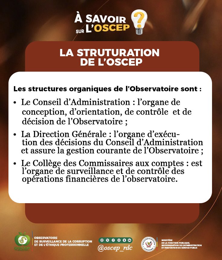 OscepR1269's tweet photo. Découverte 💡
La structuration de l'OSCEP✨
#oscep #éthique #FonctionPublique_rdc #gouvernement #présidence_rdc https://t.co/UMib6yGJ3N