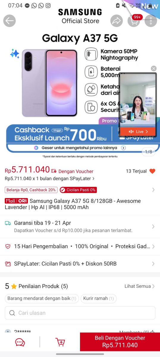 haesify's tweet photo. @ShopeeID Aku siap ngelakuin Cross Passion with Galaxy A37 5G &amp; explore banyak hal bareng 50MP Nightography Video bareng Awesome Deal Samsung #GalaxyA57A37xShopee 😍✨ https://t.co/fzXJNF1IvL