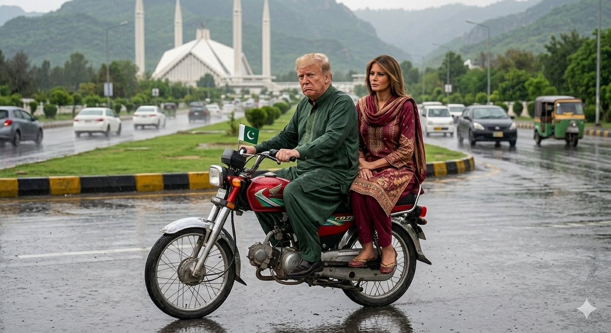 C3rvine's tweet photo. Donald Trump had to take his wife to Susral on a rainy day. 
#IslamabadTalks https://t.co/FlBFfkURII