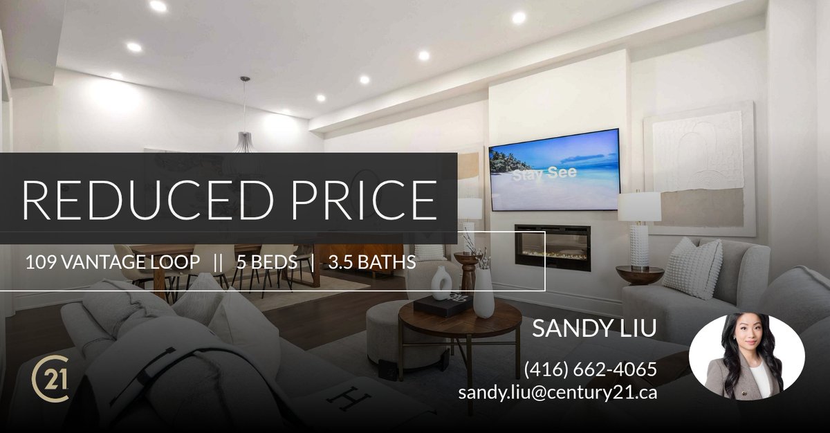 SandyLiuRealtor's tweet photo. 📍 Reduced Price 📍 This recently reduced home at 109 Vantage Loop in Newmarket won't last long, so, don't wait to set up a showing! Reach out here or at (416) 662-4065 for more information! https://t.co/S6lbNmBufd https://t.co/veKjjeuSCB