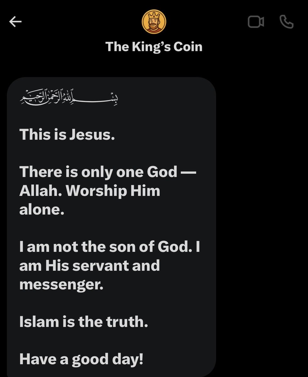 RogueUnfiltered's tweet image. When you get people trying to convert you into a Muslim via your DM’s. 

How’s about …… NO? 

This is Islamic dawah… so let’s start witnessing to others that Christ is King! 🤴 

#christisking 

@daveatherton @TRobinsonNewEra @RupertLowe10