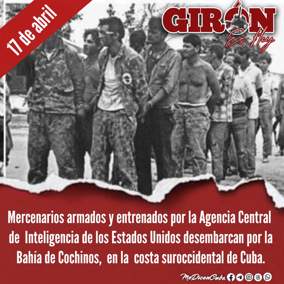 Rememoramos el 65 Aniversario de la invasión de mercenarios por la Bahía de Cochinos, pero un pueblo uniformado enfrentó con heroísmo aquella invasión que provocaría en menos de 72 horas la primera derrotar del imperialismo yanqui en América.
#GironEsHoy
#VillaClaraConTodos