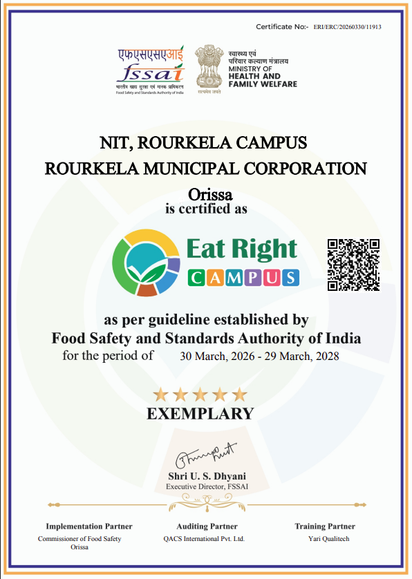 NIT Rourkela secures an ‘Exemplary’ grade in Eat Right Campus ...
