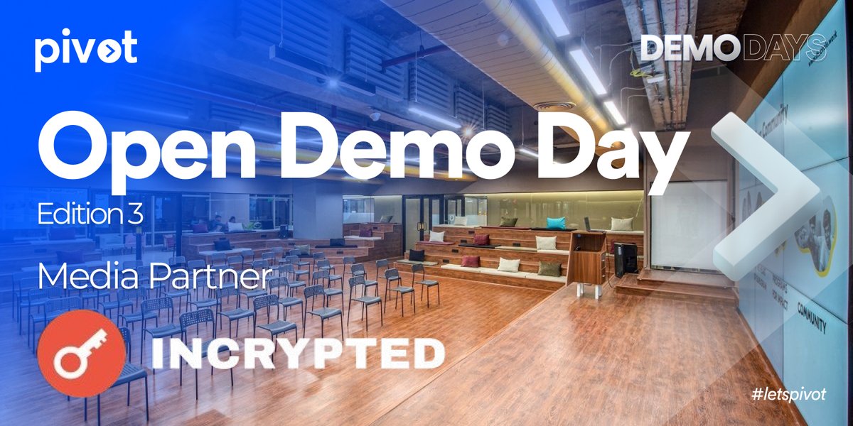 pivotintelHQ's tweet photo. In Web3, attention is currency and if your startup does not reach the right audience, opportunities get missed fast.

That is why we are excited to welcome @incrypted as the official media partner for Pivot’s Open Demo Day Edition 3.

Incrypted is one of the leading #Web3 media platforms covering crypto, blockchain, and emerging tech, helping projects gain visibility through news, content, and ecosystem reach.

Through this partnership, Incrypted will support founders at Demo Day with media coverage, storytelling, and exposure to a wider global audience, helping them get the attention they deserve.

Register here to participate 👇
https://t.co/MPUDQ8wTpc

#letspivot