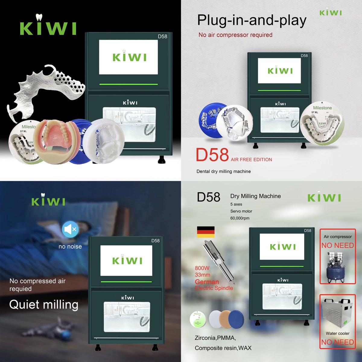 Kiwi_Dental_'s tweet image. Kiwi #dental #5axes #D58 #millingmachine #digital #drymilling #German #spindle 33mm, 800w strong power 90degress milling automatic #burs #changer #airfree
Tools life reminding #CADCAM #CNC #dentistry #dentallabs #clinics #IDEX #fraiseuse #fresadora #PMMA #zirconia #wax #resins