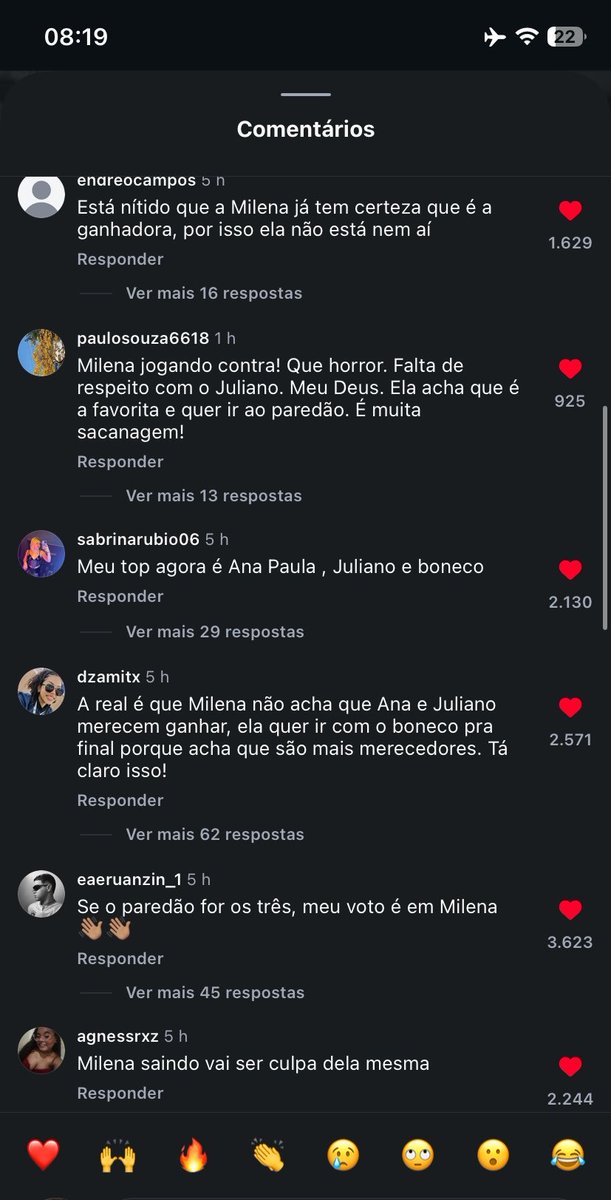 postaram no instagram do bbb e os comentários estão TODOS assim