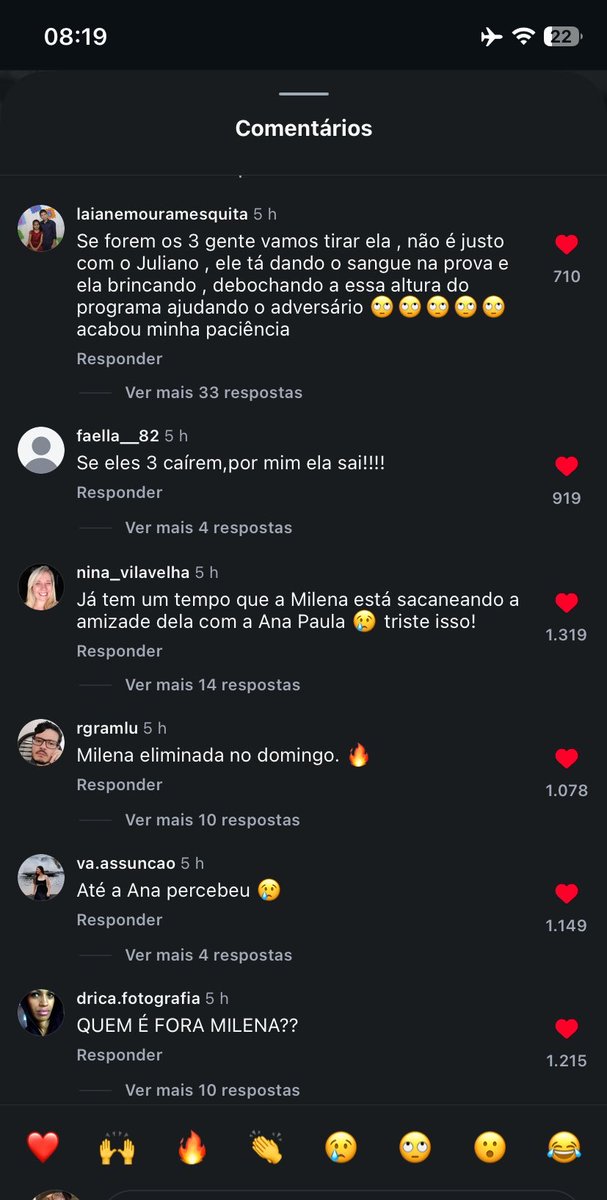 postaram no instagram do bbb e os comentários estão TODOS assim