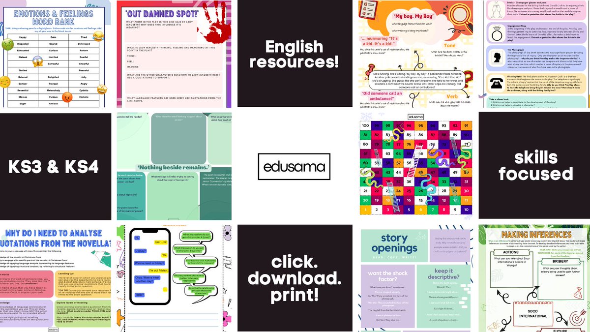 mrs_chudasama's tweet image. 🚨RELAUNCHING TODAY as #edusama! 🚨

◼️AQA #exam #revision #booklets
◻️#vibrant resources
◼️exam #focused
◻️revision #games
◼️#KS3 and #KS4 English
◻️SO MUCH MORE!

Click. Download. Study!

#English #GCSE #Literature #Language #TeamEnglish #Student #Study #Relaunch #Rebrand