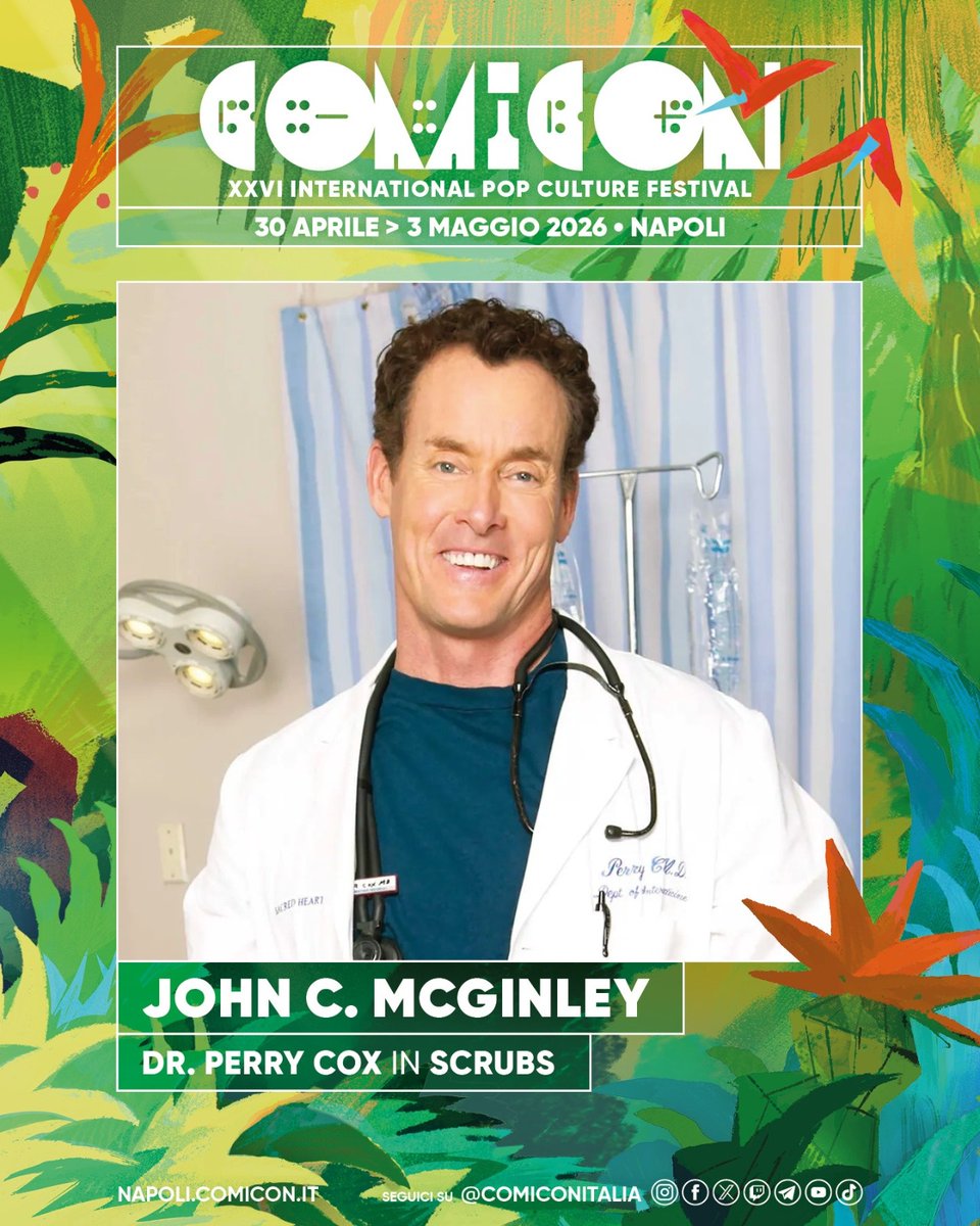 telesimo's tweet image. Arriva a #COMICON Napoli #JohnCMcGinley, l’iconico Dr. Cox della serie tv di culto #Scrubs. L’attore e produttore statunitense sarà ospite di COMICON sabato 2 maggio.
@comiconitalia