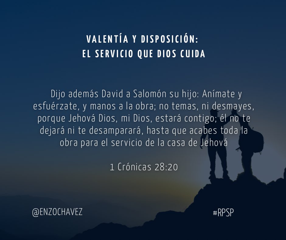 1 Crónicas 28
Dios ve lo que nadie ve: tu esfuerzo, tus luchas y tu corazón. Si le sirves con sinceridad, Él te cuida, te sostiene y te respalda. No te detengas por el miedo.
Dios camina contigo en cada proceso.     Dios respalda tu entrega, disposición e integridad.
#rpsp
