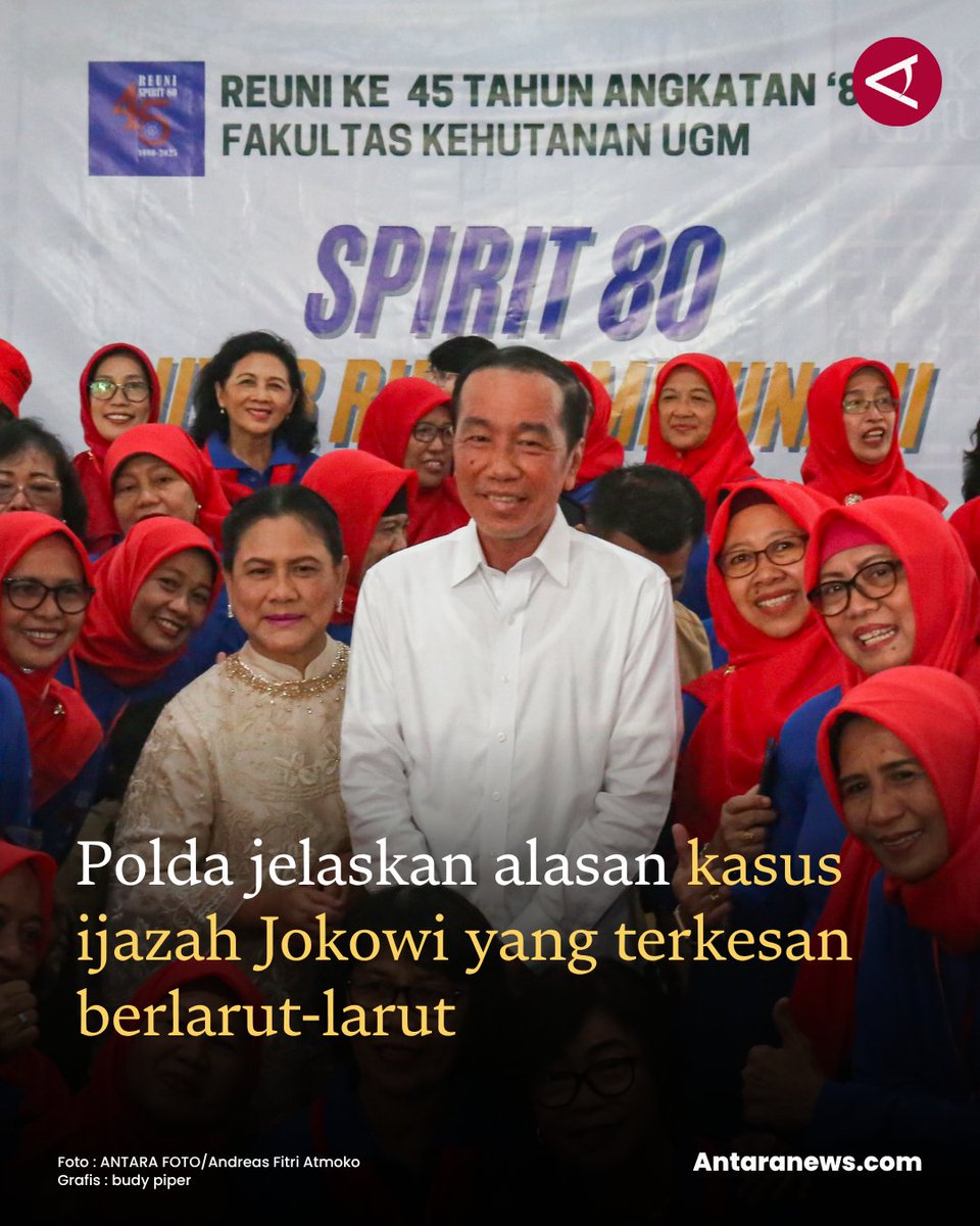 antaranews's tweet photo. Polda Metro Jaya menyebutkan alasan penanganan kasus tuduhan ijazah palsu Presiden ke-7 RI Joko Widodo (Jokowi) terkesan berlarut-larut karena harus menjaga profesionalitas dan mengakomodasi setiap peristiwa hukum yang terjadi

#polda #ijazahjokowi #ugm
Baca selengkapnya
https://t.co/klNGidJMQv