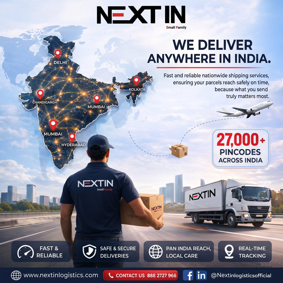NextinLogistix's tweet image. 27,000+ Pincodes. One Network. Infinite Possibilities. 🇮🇳📦

#NextinLogistics provides fast, secure, and reliable shipping across the length and breadth of India. From local care to PAN-India reach, we’ve got you covered.

#Logistics #India #FastDelivery #SupplyChain