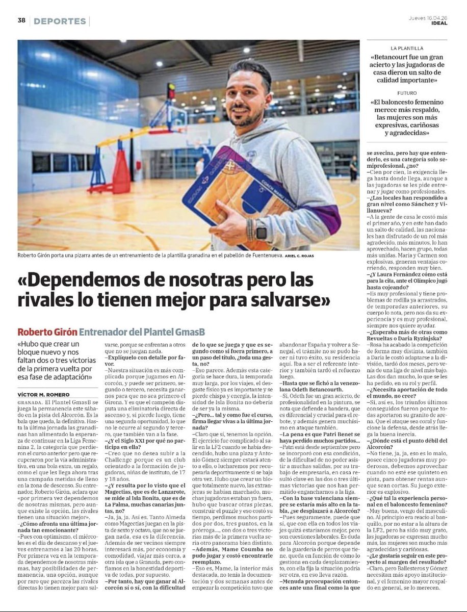 GMASB_'s tweet photo. 🙌 @Robertoo_Ariza habló con los compañeros de @ideal_granada antes de la “final” de la última jornada de #LF2 ante Alcorcón. #ViveLaMagia https://t.co/5bnbUdfNoq