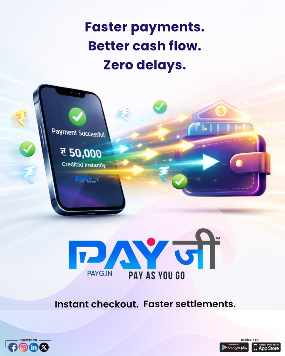 PayGIndia's tweet image. Why wait for your money? 💸
With #PayG, get faster payments and smoother cash flow—so your business never slows down.

#PaymentGateway #CashFlow #FinTech #DigitalPayments #FastPayments