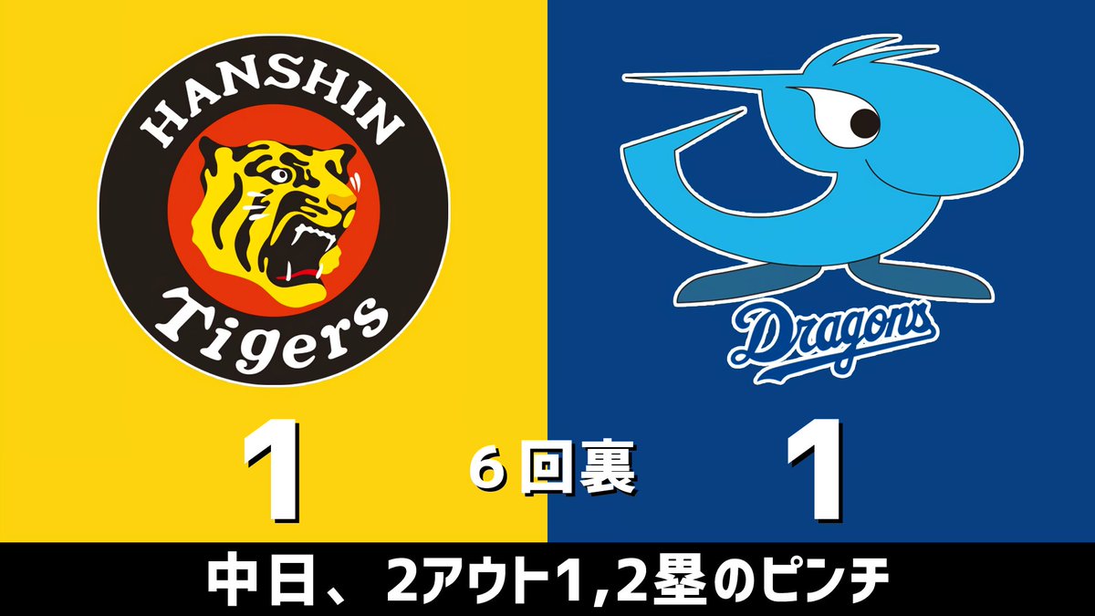 セ・リーグ公式戦 阪神vs.中日 2026.04.17 6回裏 中日、2アウト1,2塁の
