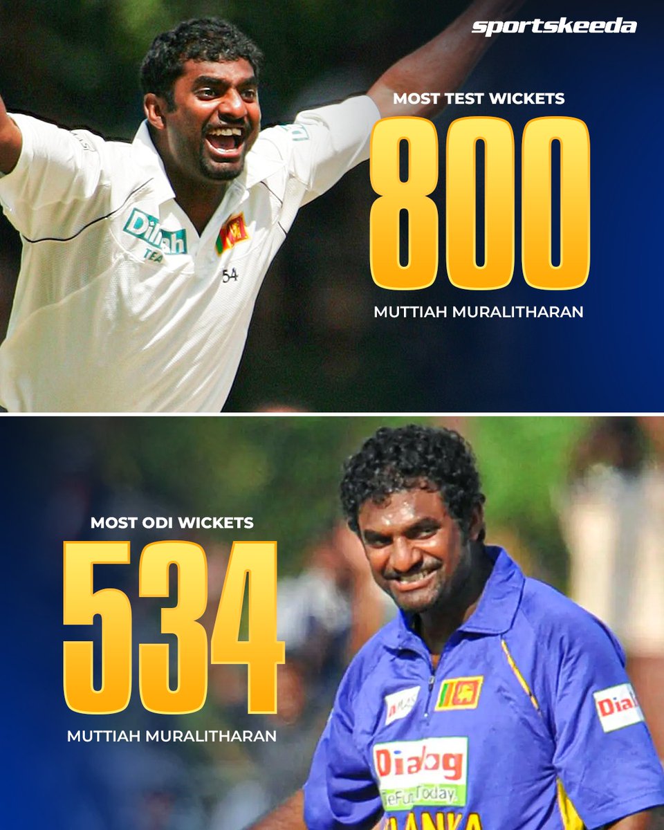 Sportskeeda's tweet photo. The birthday boy holds the record for the most wickets in both Tests and ODIs in international cricket 🔥

#Cricket #SriLanka #Murali https://t.co/KXeXz0yChc