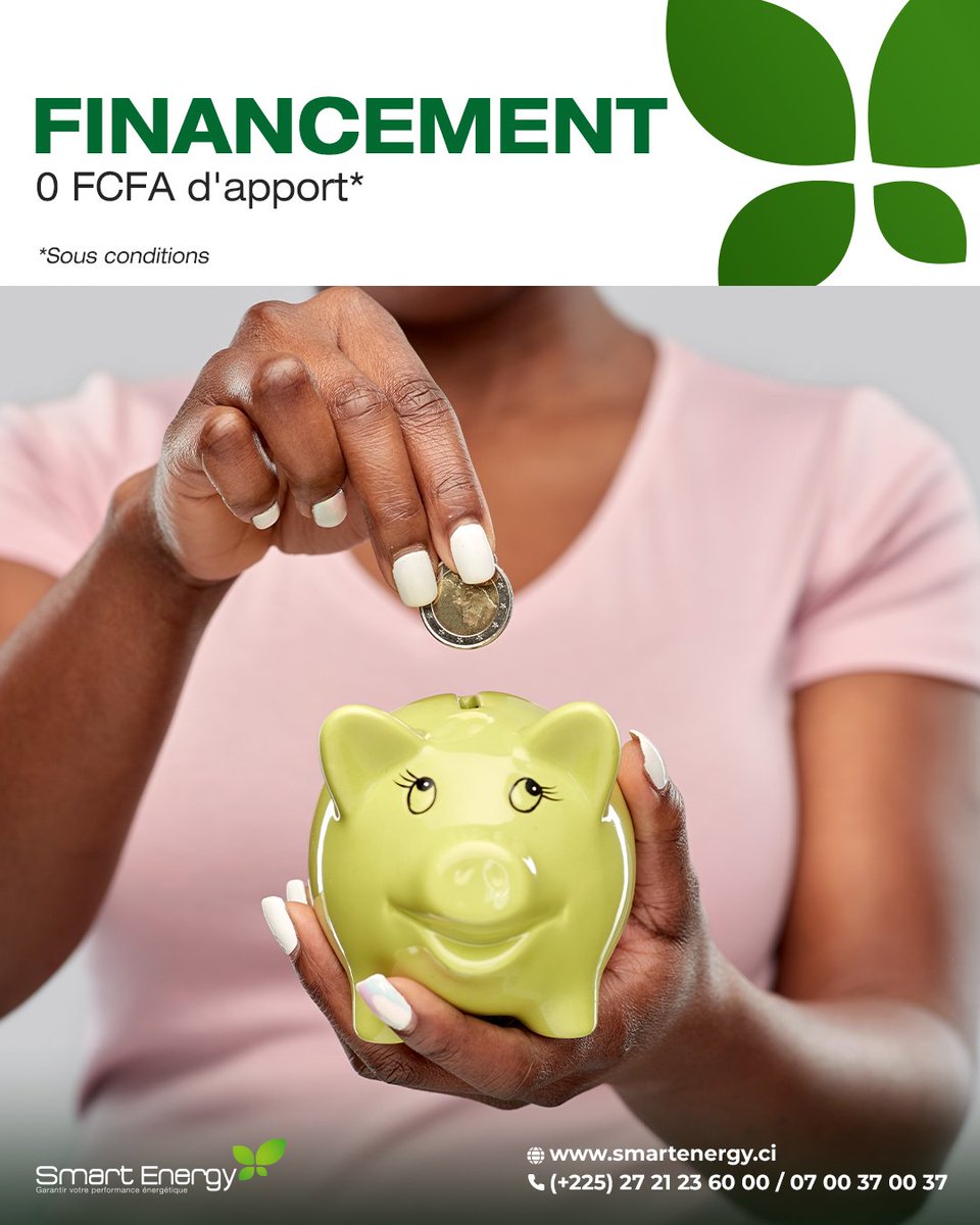 smartenergyci's tweet photo. Avril touche à sa fin. Avez-vous pris votre décision énergétique ?​
​
Smart Energy offres des solutions précises et adaptées aux entreprises :​
L'audit énergétique : savoir avant d'investir​
→ Jusqu’à 30% d’économies d’énergie identifiées dès les premières analyses ​
Le solaire industriel : produire votre propre énergie​
→ Réduction possible de 20 à 62% de la facture énergétique ​
Le financement sans apport* : commencer sans cash immédiat (*Sous conditions d'éligibilité)​
→ 0 FCFA d’investissement initial pour les entreprises éligibles ​
Le monitoring : mesurer pour maîtriser​
→ Suivi en temps réel permettant +15% d’optimisation continue des performances ​
Chaque solution est modulable, personnalisable, rentable.​
Chaque projet commence par une conversation.​
À quand la vôtre ?​
​​
📞 Contacter nous: client@smartenergy.ci  ou au 07 00 37 00 37​​
🌐 En savoir plus : https://t.co/DoW7hAa5RM​​
​
#SmartEnergy​​
#EnergieSolaire​​
#DeveloppementDurable