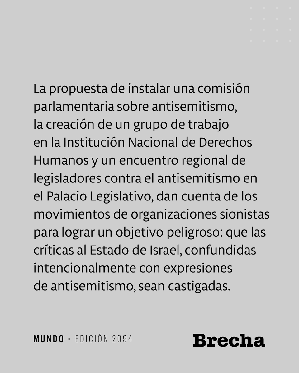 📰 A censurar

El lobby sionista en el Parlamento y en la Institución Nacional de Derechos Humanos

🖋️ Mariana Contreras
📸 combatantisemitism.org

brecha.uy/a-censurar/