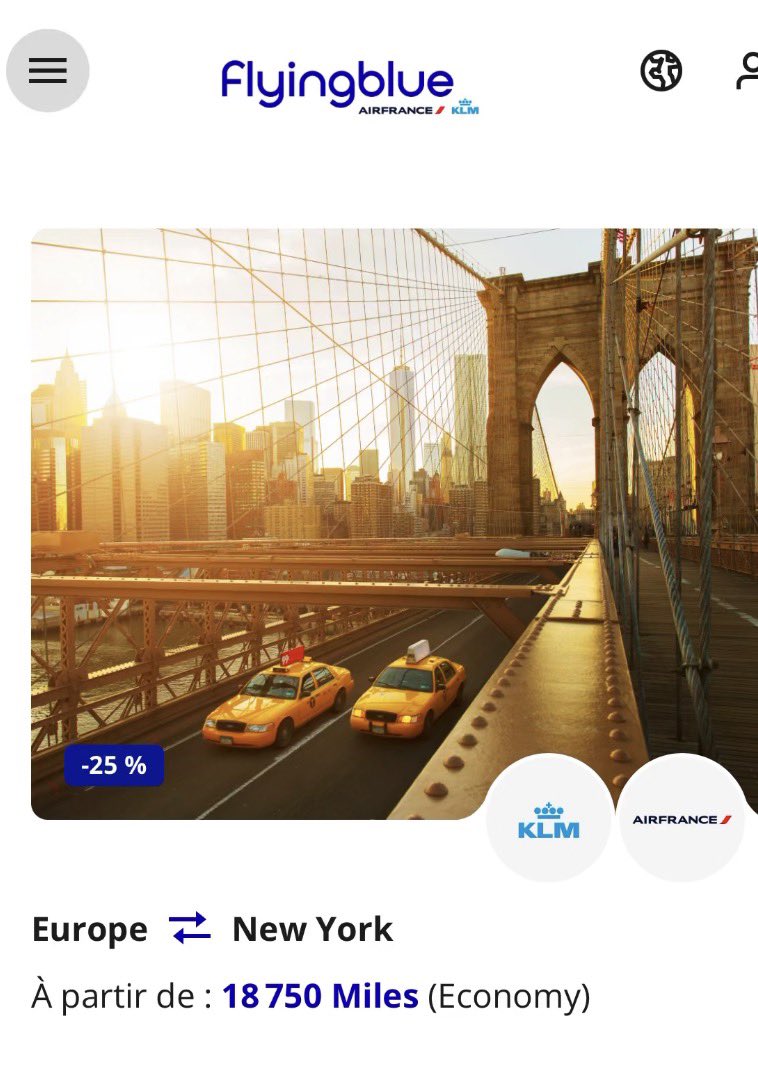 Offre parrainage American Express - AMEX airfrance 

Avec ce lien c’est 25 000 Miles Flying Blue direct sur votre compte.

Sachant que en ce moment pour 18000 miles on peut partir au USA. 

La 1er année est gratuite et c’est sans engagement !

americanexpress.com/fr-fr/referral…