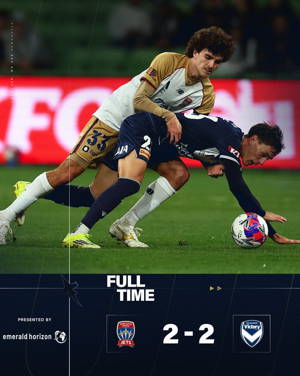 NewcastleJetsFC's tweet image. A late fight back to grab a point, onto the #F3Derby next weekend

#Together #BoxOfficeJets #MVCvNEW