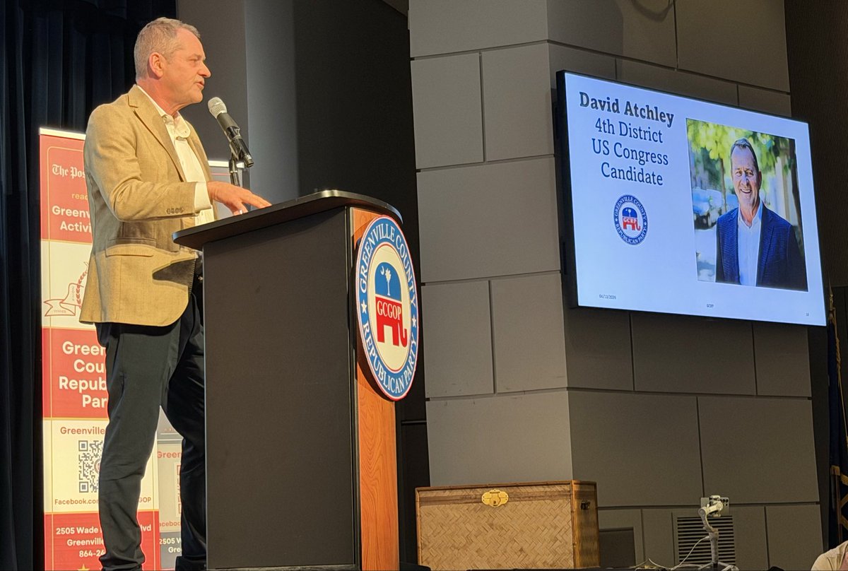 GreenvilleGOPx's tweet photo. Thank you to David Atchley for Congress for taking the time to join the #GreenvilleGOP at our meeting this week!
We appreciated David’s insightful remarks and opportunity to hear directly from him about the important issues facing our district and our nation.
#SC4 #SCPolitics https://t.co/JN9MoCfONR