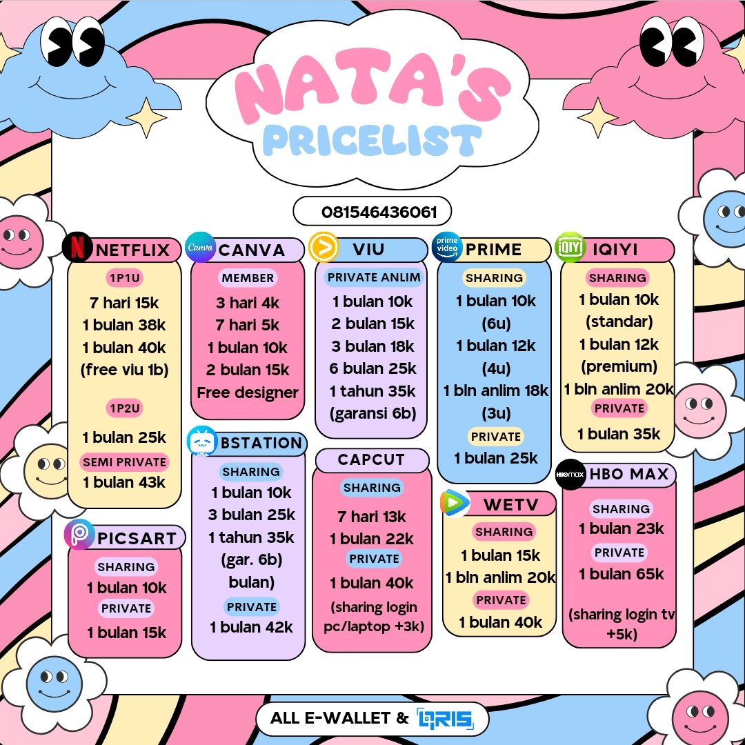 floweirsa's tweet photo. halōo kakk, yang lagi butuh āplikasi prēmium murah proses cepet dan bērgaransi, cek disini yuk!

ordér?
╰┈➤ WA di bio!

t. wts wtb jual mau aplikasi āpp āpk prēm nētflix viū amazon bstation prime vidēo wētv vip iqíyi cānva prō hbō go max capcut picsart #zonauang dendam jumat https://t.co/bd3qU0TBwX