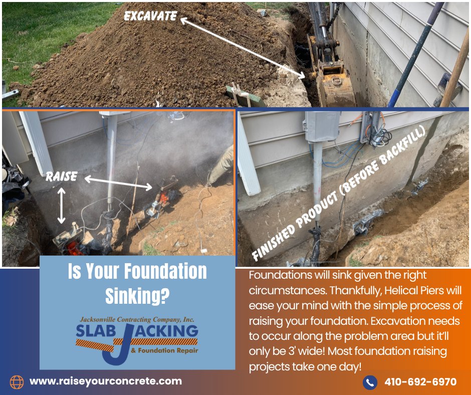 raiseurconcrete's tweet image. 📢Foundation repair sounds exhausting😢, but Helical Piers minimize that! When repairing a foundation, only a 3’ trench will be dug out along the problem area. Helical Piers offer minimal disruption and a lifetime of worry-free😀 living!
#helicalpiers #foundationrepair #poorsoil