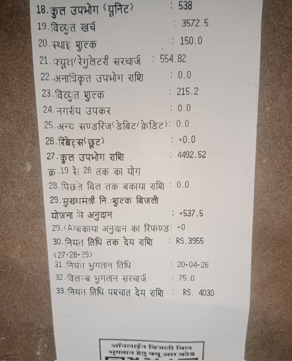 ये हमारे पड़ोस का बिजली बिल है... समझ से बाहर ...

न AC चलता है, न कोई भारी मशीन...
फिर भी हर महीने बिल ऐसा आ रहा है जैसे फैक्ट्री चल रही हो 🙄

सबसे हैरानी की बात मीटर की यूनिट्स बहुत तेजी से बढ़ रही हैं।

और ये सिर्फ एक घर की बात नहीं है... यहां आसपास के कई लोग यही शिकायत कर