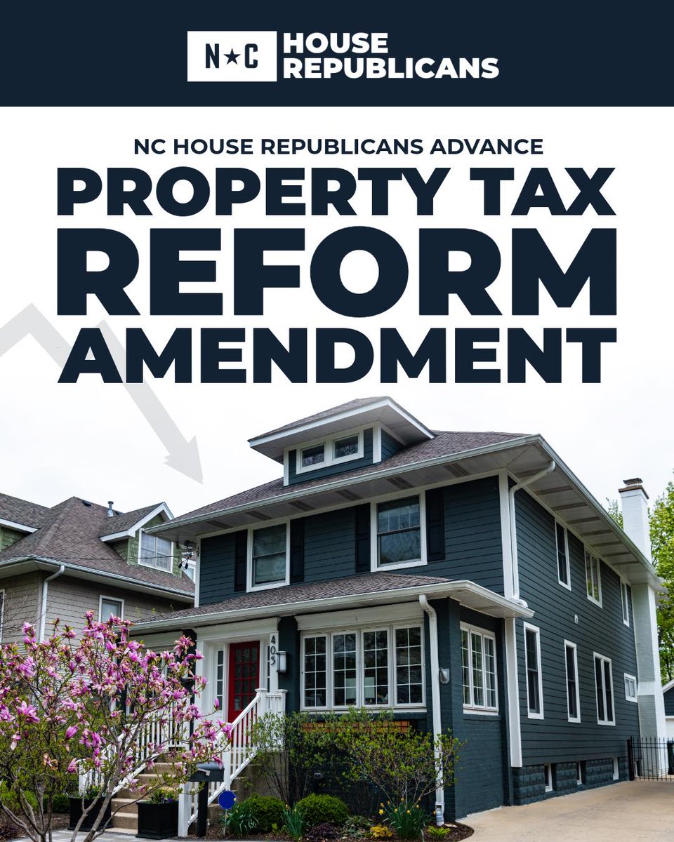RepNealJackson's tweet image. North Carolinians are fed up with Skyrocketing Property Taxes. 
That stops NOW!!

@NCHouseGOP  just advanced a constitutional amendment to cap property tax hikes and protect homeowners.

#ncpol #TaxRelief #TaxCuts
