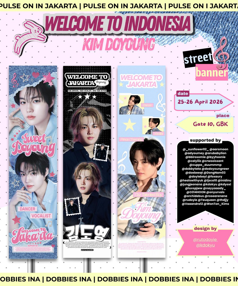 ⚠️ 𝐖𝐀𝐑𝐍𝐈𝐍𝐆: This content is full of Doyoung charm ･ ༝ ･⚠️

⋆.˚ 𝑫𝒐𝒚𝒐𝒖𝒏𝒈 𝑺𝒕𝒓𝒆𝒆𝒕 𝑩𝒂𝒏𝒏𝒆𝒓 𝑺𝒖𝒑𝒑𝒐𝒓𝒕 𝒊𝒏 𝑱𝒂𝒌𝒂𝒓𝒕𝒂 ٠࣪⭑

Spot our banners at:
📍Gate 10 GBK
🗓 April 25-26, 2026

Let's fill Doyoung with L♡ve–Take your picture &amp; share with us!