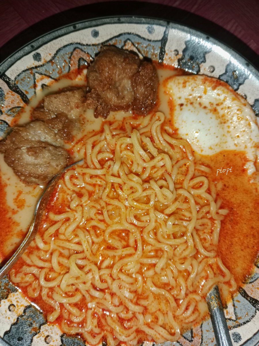 Mie sedap laksa+telur+chicken karage lawson = Ramen❤‍🔥