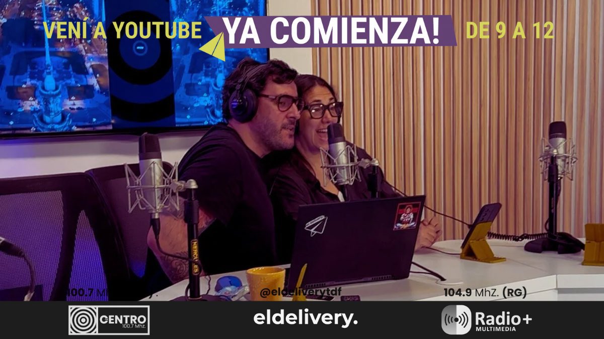 ✈️ Cerramos bien ARRIBA la semana! Hasta las 12, entrevistas, análisis y columna de literatura!✨

Te podés sumar con <a href="/gonzalobzamora/">Gonzalo B. Zamora ⭐️⭐️⭐️</a>  y <a href="/towandalove/">Carolina Masdeu🌈</a> ⬇️

YouTube 👉🏻 youtube.com/live/rYVRBZ2qU…
📻 100.7 (Ush) - <a href="/FMCentroTDF/">FM CENTRO</a>
📻 104.9 (RG) - Radio+