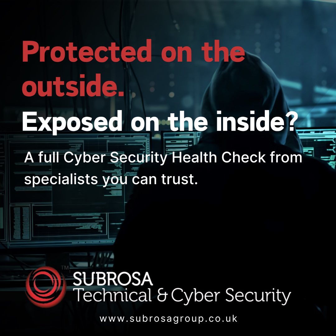 Subrosa_Group's tweet photo. 🔐 You protect your premises, vehicles and stock…

But what’s protecting your data and reputation?

SRG Technical &amp; Cyber delivers a full Cyber Security Health Check so you know exactly where you stand.

https://t.co/wbCyBEnZRU

#CyberSecurity #SRGTechCyber https://t.co/wzGEIaay1M