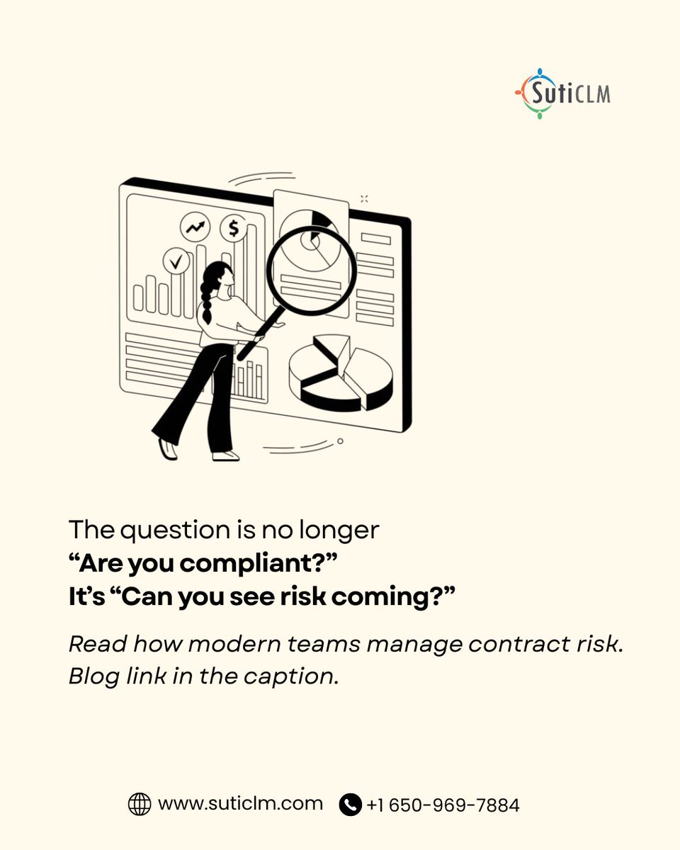 sutisoft's tweet photo. What if you could spot contract risks before they impact your business?

AI is helping teams move from reactive to proactive contract management.

👉 Learn how: https://t.co/p9Jur8LUPZ

#ContractManagement #AI #BusinessGrowth #SaaS https://t.co/ucavAAGVf1