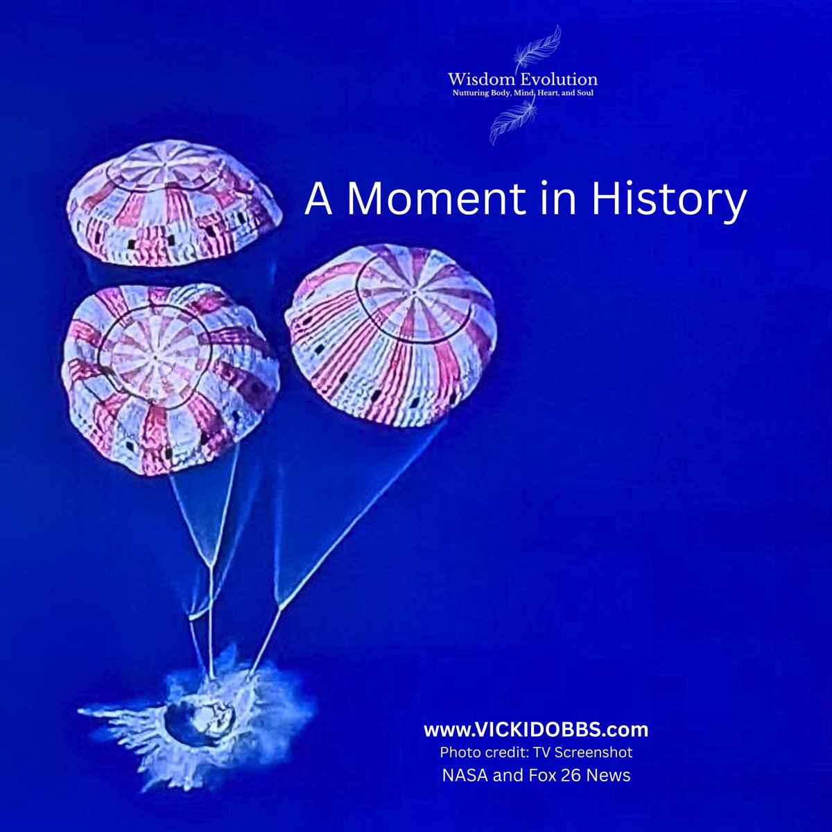 WisdomEvolution's tweet image. SPLASHDOWN! They are home.
Watching history in the making once again, I reminisced about watching John Glenn, watching the first footstep onto the moon, and crying when the Challenger exploded...vickidobbs.com/watching-histo…

#SpaceHistory #CourageToBegin #RoadTripReflections  #FFFT