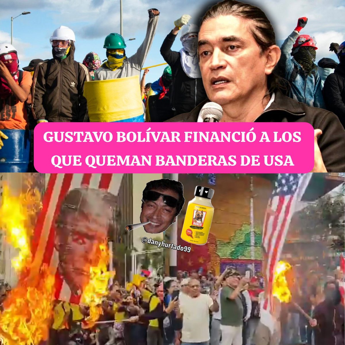 ‼️Estimado <a href="/SecRubio/">Secretary Marco Rubio</a> y <a href="/ChrisLandauUSA/">Christopher Landau</a> , es urgente revocarle la visa para siempre y decomisar los bienes de <a href="/GustavoBolivar/">Gustavo Bolívar</a> en USA. En 2021 financió y alentó a la Primera Línea del ELN y las FARC a tomarse violentamente la ciudades. Estos vándalos queman banderas de USA e