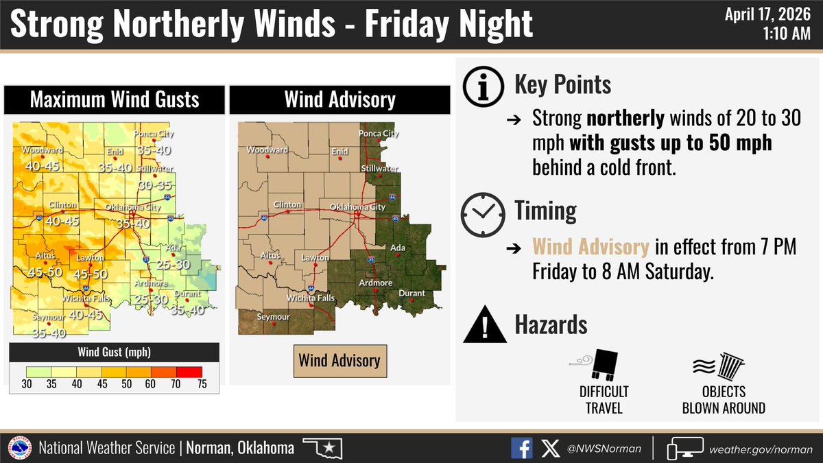 HardemanWx's tweet photo. Hardeman County is on the edge of the Slight risk area for an isolated storm late today. Better storm chances to our east w/ fire danger here. A front arrives at midnight with wind gusts up to 45 mph, a wind advisory will be in effect. Cooler and dry this weekend. Post 4-17-26. https://t.co/r9h3Uz1XvN