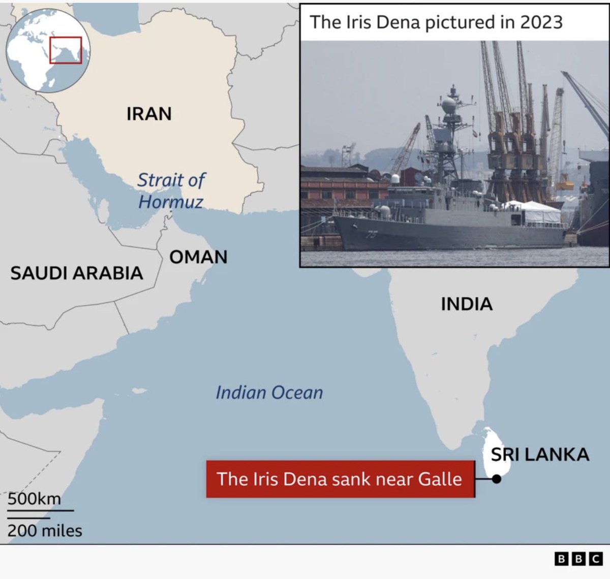 brentdsadler's tweet image. Iranian Warships in Sri Lanka and India…?

On March 4th a U.S. nuclear attack submarine sunk the Iranian warship DENA. It wasn’t the only Iranian warship at-sea in the area at the time - Bushehr and Lavan.

For news on that sinking at the time see: heritage.org/defense/commen…

Today