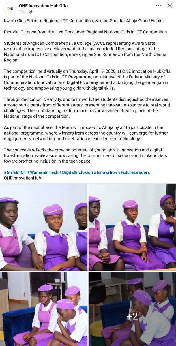 Kwara Girls Shine at Regional ICT Competition, Secure Spot for Abuja Grand Finale