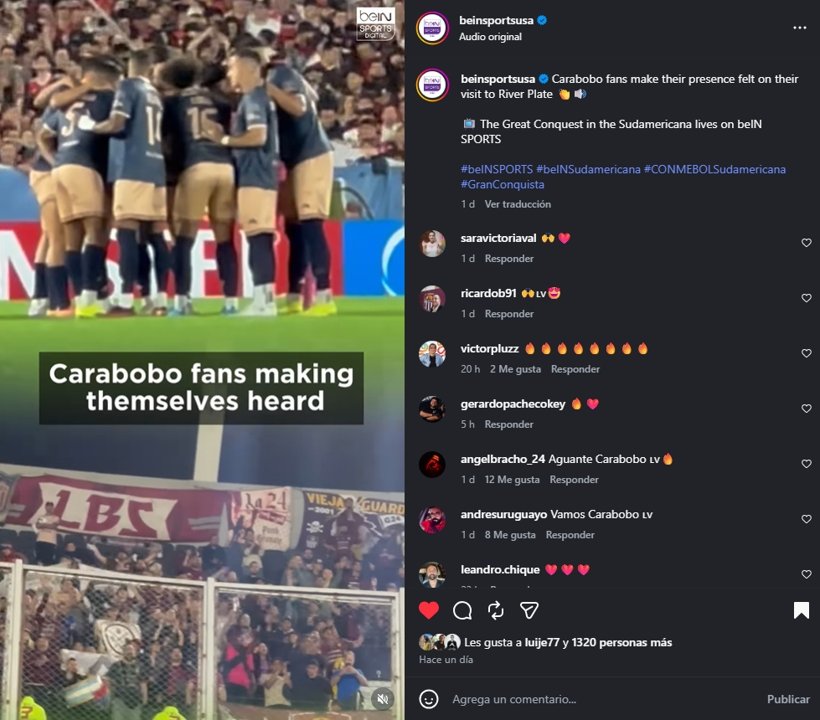 No es común que la prensa destaque a una hinchada venezolana, pero la barra de Carabobo lo logró.

Para los clubes, llenar el estadio es un reto. Ver la mayoría de las gradas vacías es habitual en la Liga Futve.

La pasión de los granates trascendió al escenario internacional.