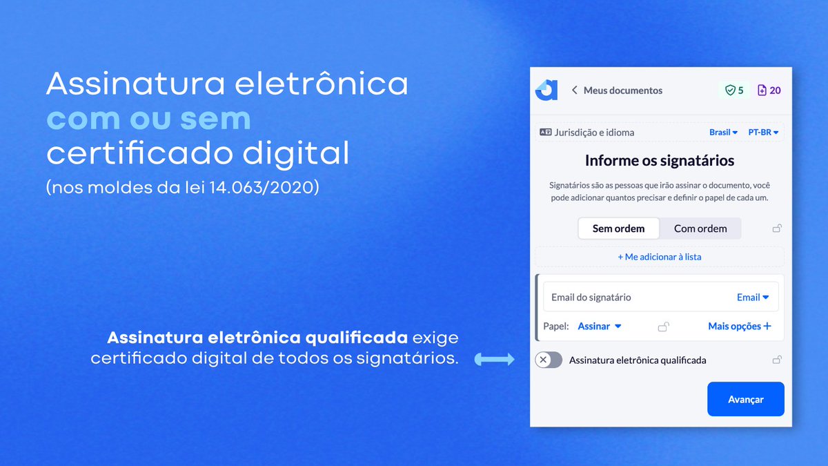 AutentiqueQG's tweet photo. Você não precisa de certificado digital para começar a usar assinatura eletrônica.

Na Autentique, você escolhe o tipo de assinatura conforme a sua necessidade, com ou sem certificado digital.

Cadastre-se gratuitamente em: https://t.co/Q3buH5pY3E https://t.co/0d9Ut7CwKt
