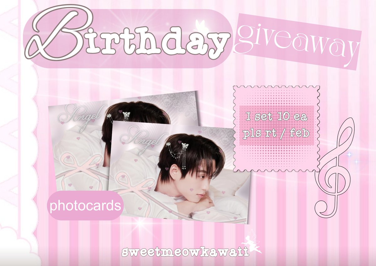 𝜗֯ Giveaway bd est ◌𓈒֯🦢

⠀🩷 ⠀ּׅ֯֯♡༷   only 🔟 set  
🤲🏻🦢 1️⃣ set / 🔟 ea 🪽 ૮ . . ྀིა

 🪷 pls rt / feb ( สุ่มจากรี ) 

。꒰ა สุ่ม 19 / 05  ໒꒱ 🩷🤲🏻

  💘 ไม่เสียค่าใช้จ่าย 💘
#คลังน้องเจียจิ๋ว #est_rvp