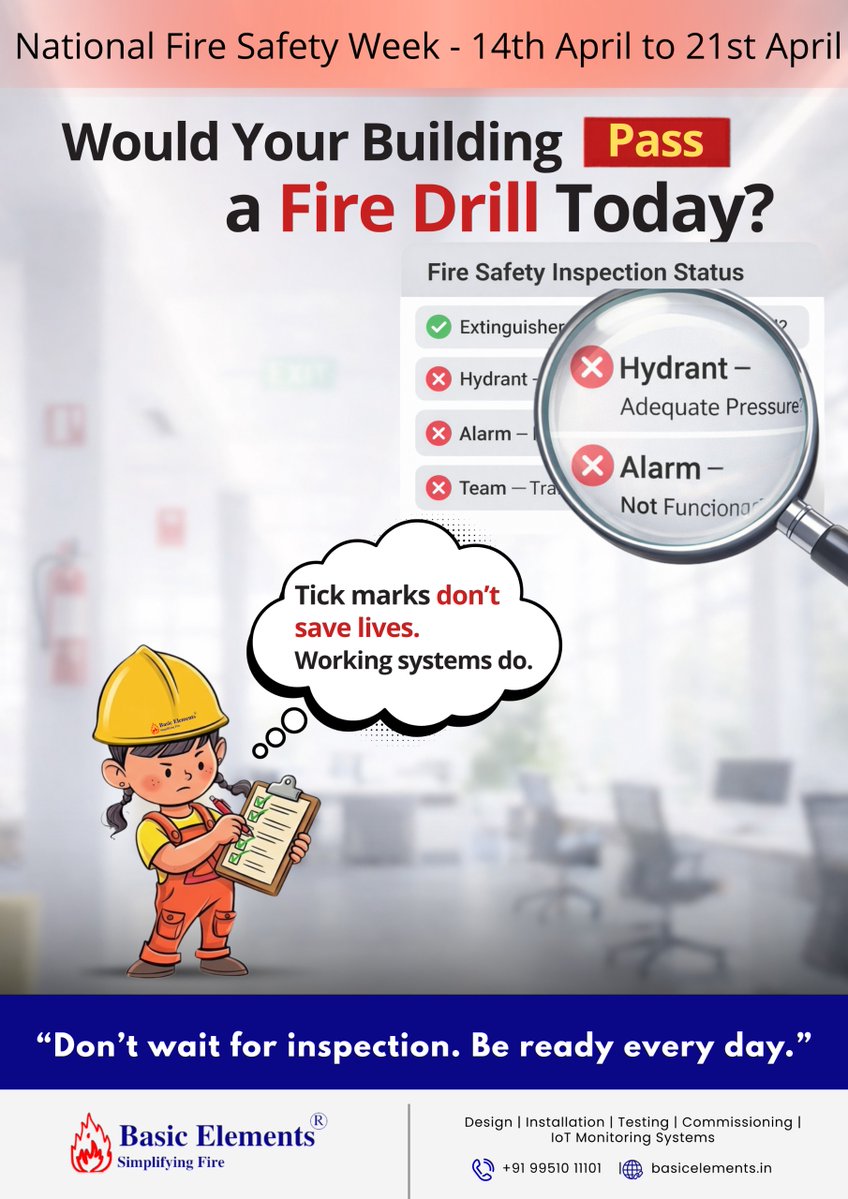 SimplifyingFire's tweet image. Would your building PASS a fire drill today? 🚨

Tick marks don’t save lives.
Working systems do.
#FireSafetyWeek #FireDrill #SafetyFirst #EHS