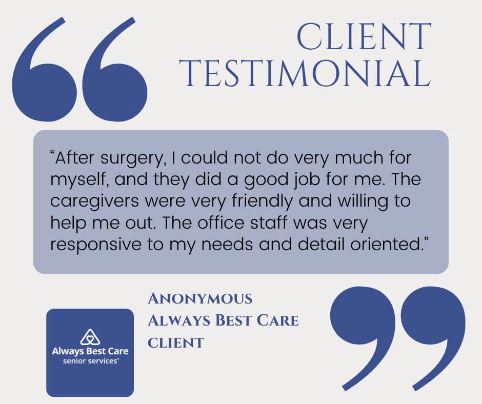ABC_Bhm's tweet photo. The quality of care we provide immeasurably affects the lives of our clients and their families in many positive ways.  

#Testimonial #Caregiver #AlwaysBestCare #SeniorCare #Aging #ElderlyCare #SeniorServices #Birmingham https://t.co/XTcrBkdVlO