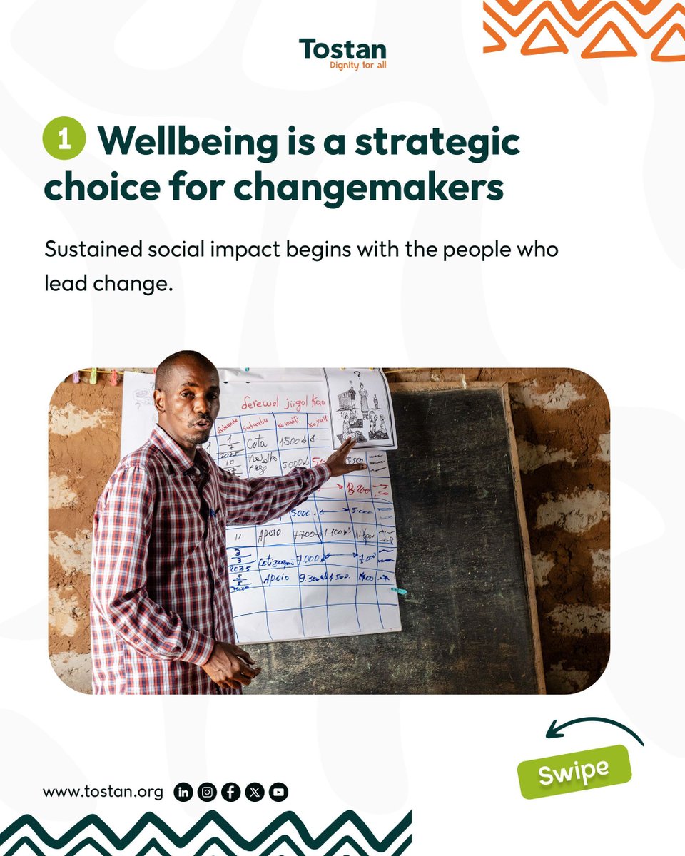 Tostan's tweet image. Sustaining social change starts with sustaining the people who lead it. 🌿

At Tostan, we believe supportive environments help changemakers continue accompanying communities in building meaningful and lasting transformation.

#Wellbeing #Changemakers #CommunityLeadership #Tostan