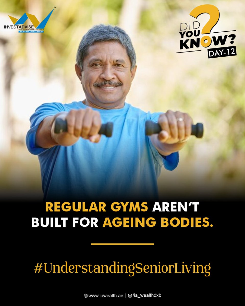 advise_invest's tweet image. Regular gyms ≠ senior-friendly.
Ageing bodies need safe, guided fitness.

That’s where senior living makes the difference.  
#UnderstandingSeniorLiving #ActiveAgeing #SeniorFitness