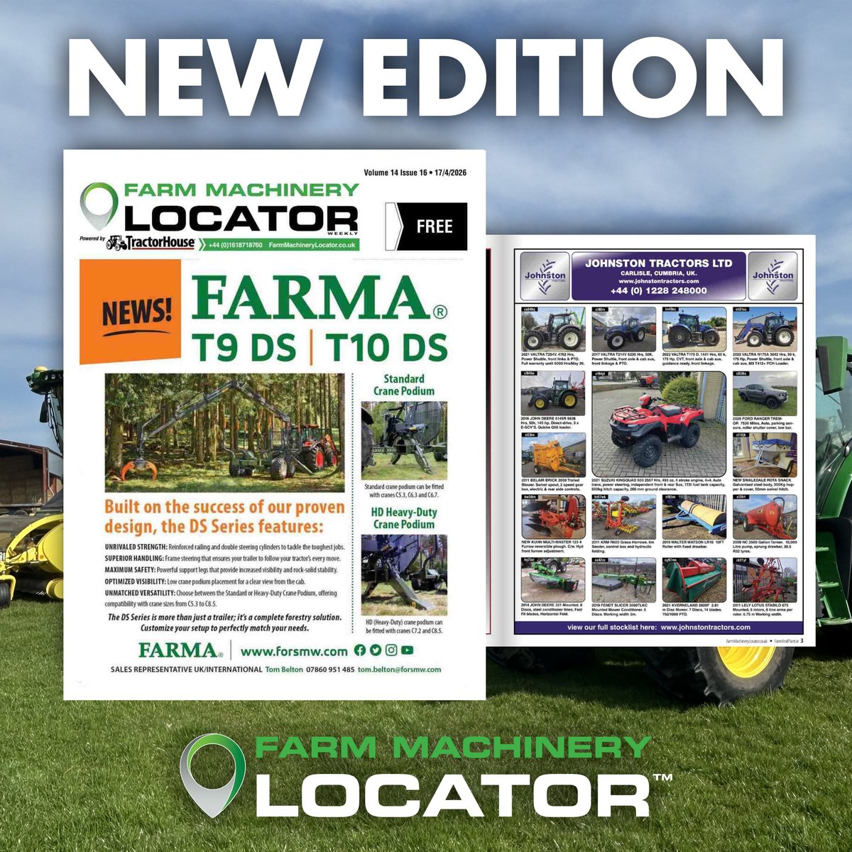 FarmLocator's tweet photo. 🌟 NEW DIGITAL EDITION OUT NOW 🌟
View online now 🔗 https://t.co/KBgmwnqORC

Check out this week's magazine with 𝗙𝗮𝗿𝗺𝗮 on the front cover to promote their used equipment. https://t.co/MtKPI8X3Rl