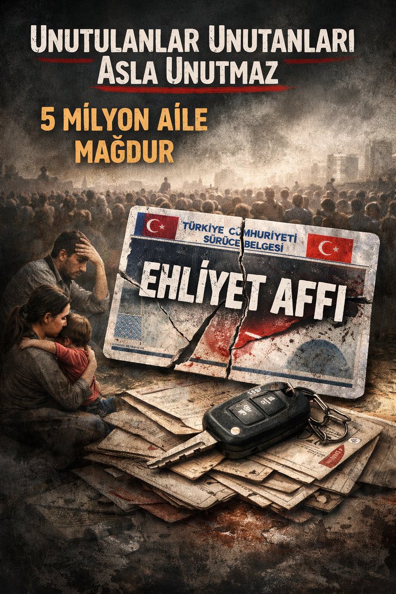 Dünyada böyle bir ceza sistemi yok
Suçlu değil kusurluyuz 
Yıllarca cezalara sürüldük
Ailelerimiz mağdur 
Gençlerimiz işsiz
Geçen Hergun yaralar büyüyor
Artık gücümüz kalmadı

Tam kapsamlı ehliyet affı gelmeli !!

MİLYONLAR MECLİSEGELİYOR
#ŞoförünSabrıTaştı 

<a href="/mustafaciftcitr/">Mustafa ÇİFTÇİ</a>