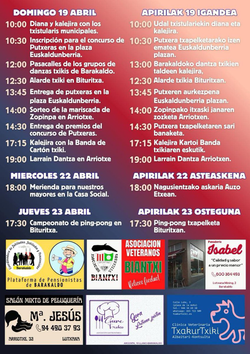barakaldo_eus's tweet photo. Gaurtik aurrera #Lutxanakojaiak! 🎉🎉🎊
Ondo pasa eta #EuskarazBizi!
#Lutxana,#Auzogintza, #EuskalKultura, #BarakaldoEuskaraz https://t.co/XcvoOTIya7
