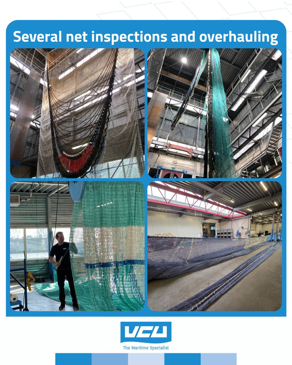 VCU_NL's tweet image. Over the past few weeks, we have thoroughly inspected flyshoot, twinrig, and beam trawl nets for various clients. This way, they are fully ready for the upcoming season.

With properly checked nets, our clients can head out to sea with confidence.

#VCU #fishing #twinrig